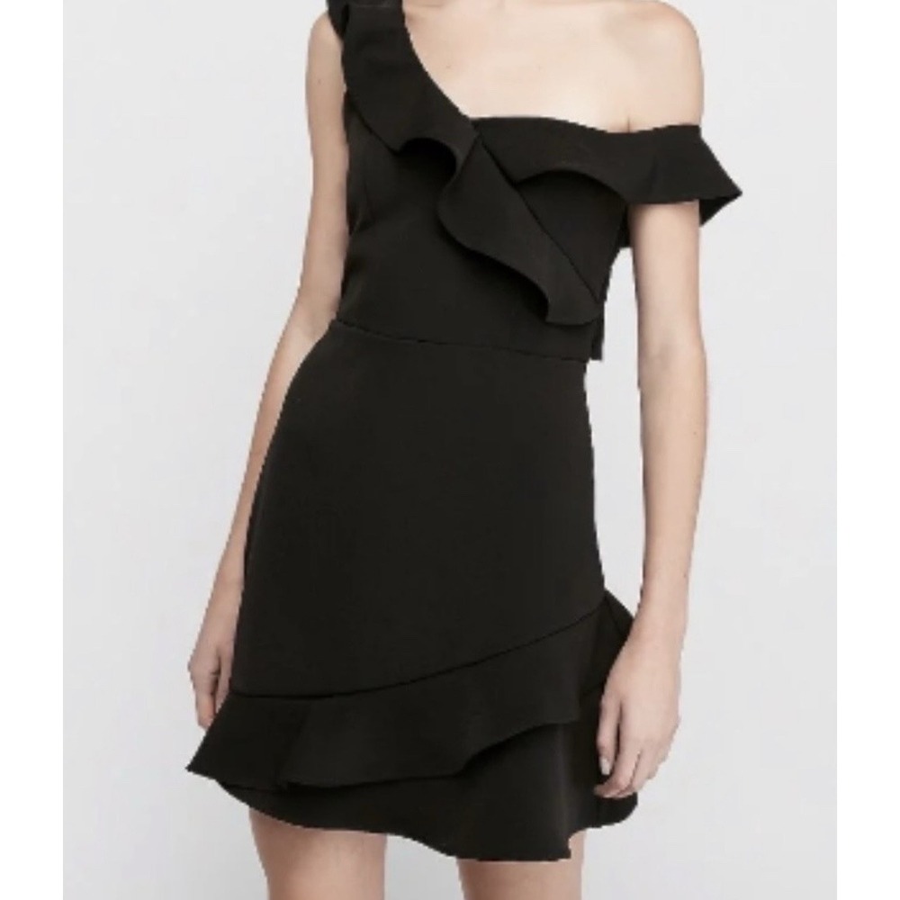 NWT Express Off Shoulder Ruffle Black Mini Dress XS